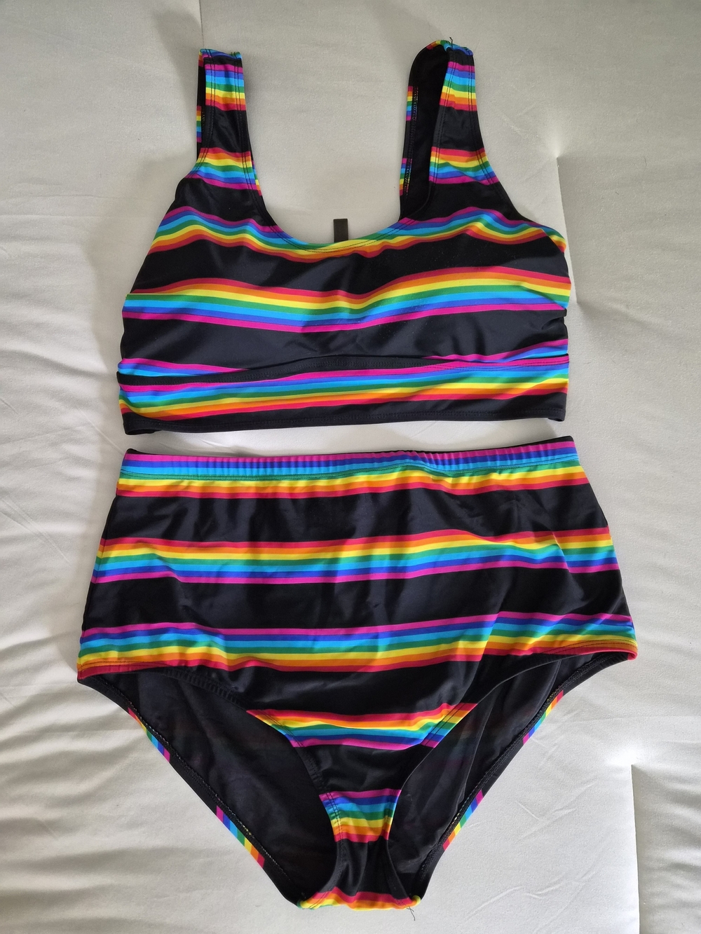 Torrid Black Rainbow Stripe 2 piece Swim Suit